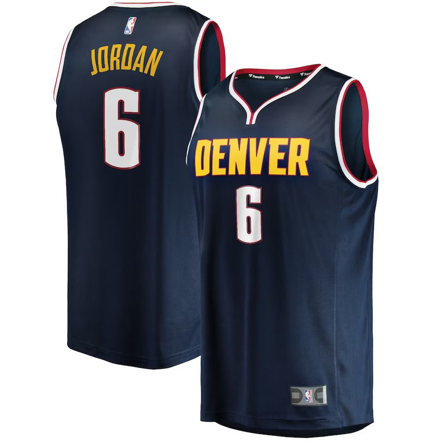 Men Denver Nuggets #6 DeAndre Jordan Fanatics Branded Navy Fast Break Player NBA Jersey